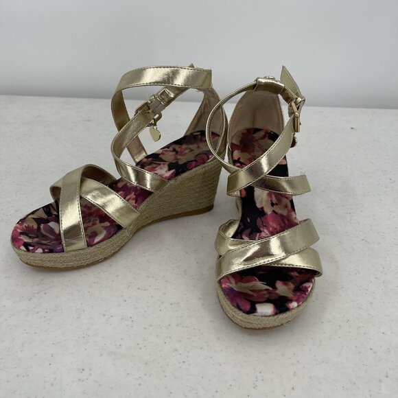 Stuart Weitzman Layette Caye  Sandal Wedge shoes Gold big Girls Size 1 US (EU32) - Picture 4 of 7